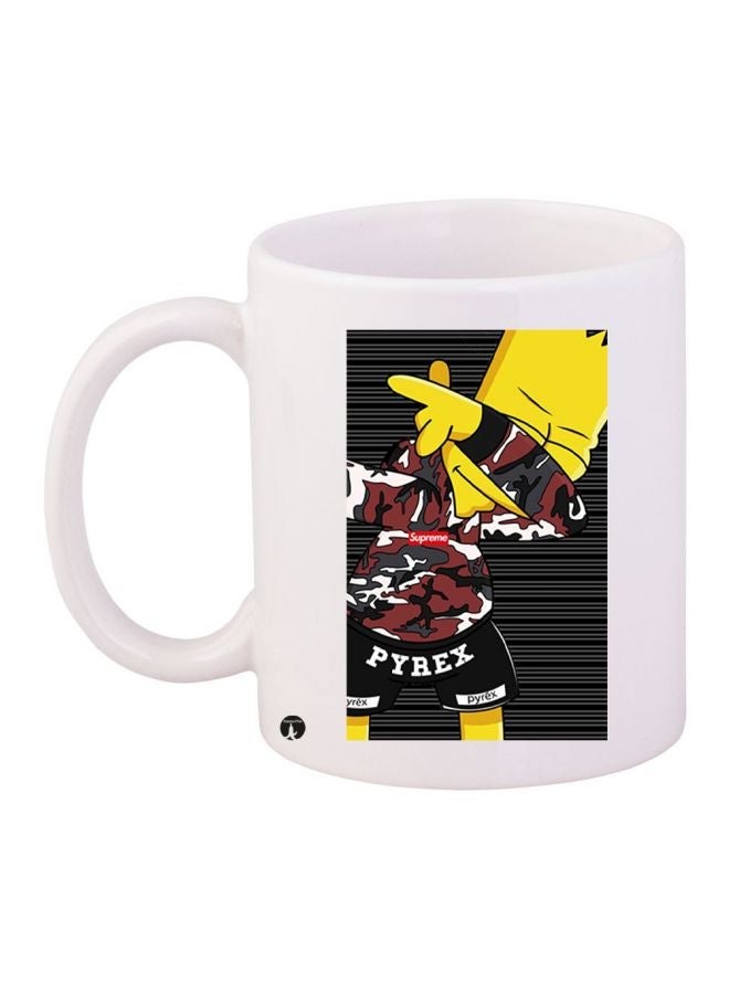 RYN Dabbing Simpsons Printed Coffee Mug White/Yellow/Black 11ounce