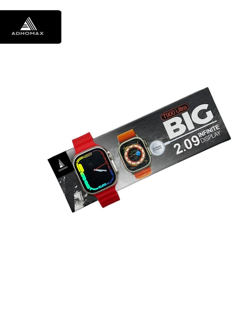 adhomax New T900 Ultra Smart Watch, Elegant Design 2.09", Infinite Display, NFC, Fitness Tracker, Heart Rate, Oxygen Monitor, Calls, Wireless Charging, Works With IOS and android for men, women - Image 2