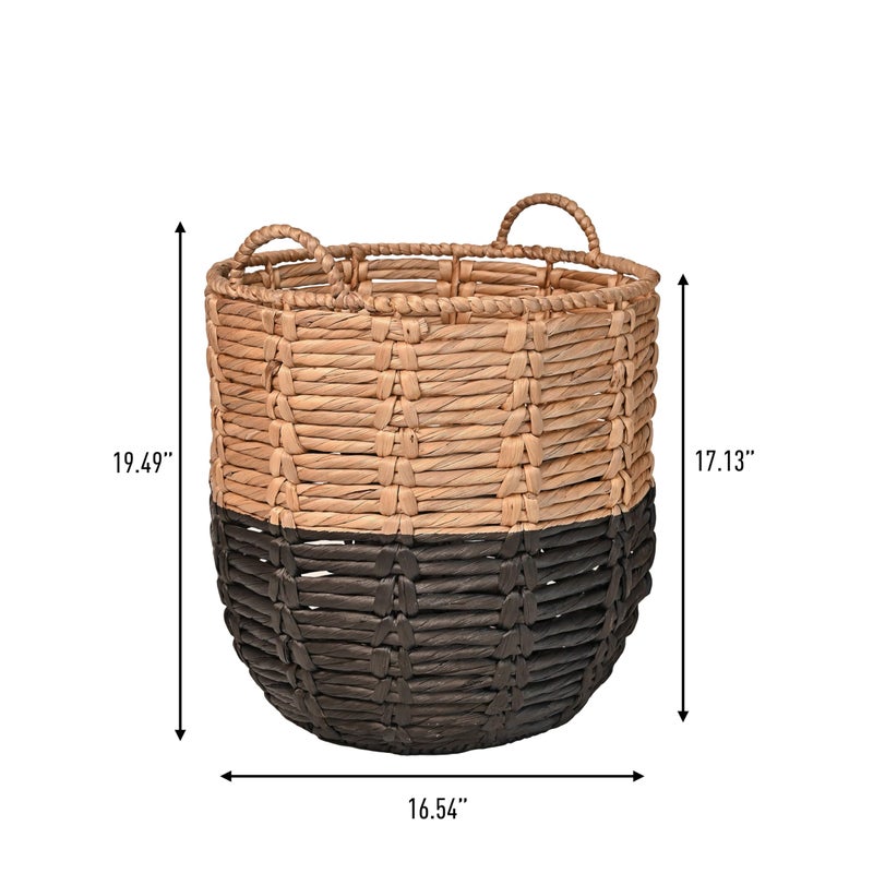 happimess BSK1003D Laurel 19.49" Bohemian Handwoven Abaca Hamper Basket with Handles, Seagrass Container for Decoration in Bedroom, Living Room, Laundry Room, Entryway, Natural, Natural/Black - Image 4