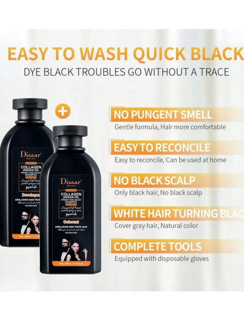 Disaar COLLAGEN ARGAN OIL SPEEDY HAIR COLOR SHAMPOO (Natural Black) 400ml - Image 4