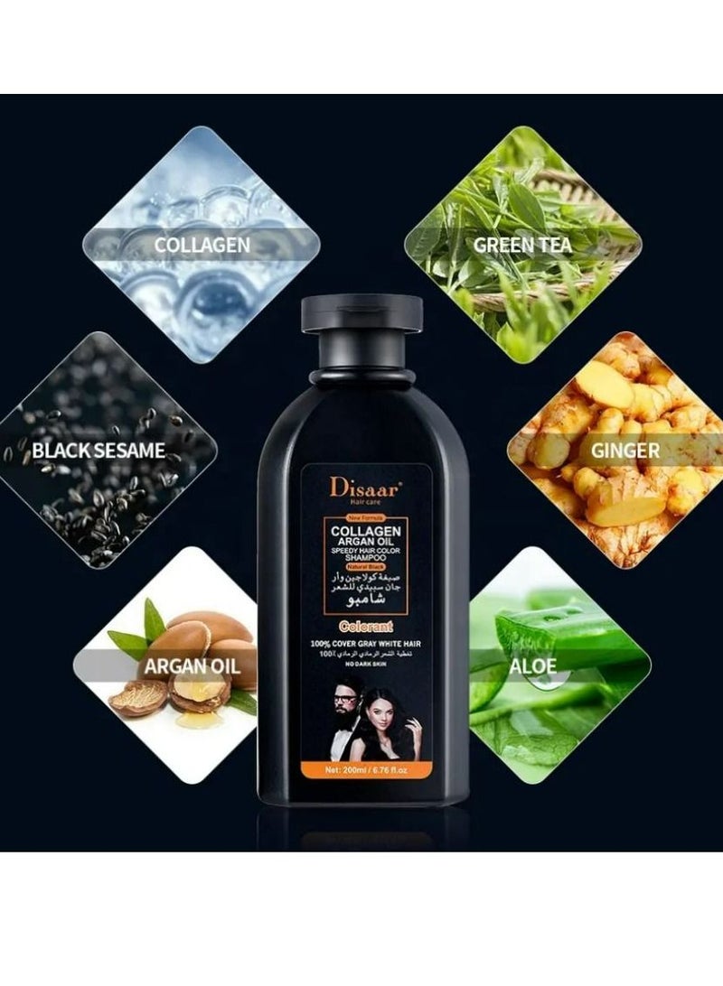 Disaar COLLAGEN ARGAN OIL SPEEDY HAIR COLOR SHAMPOO (Natural Black) 400ml - Image 5