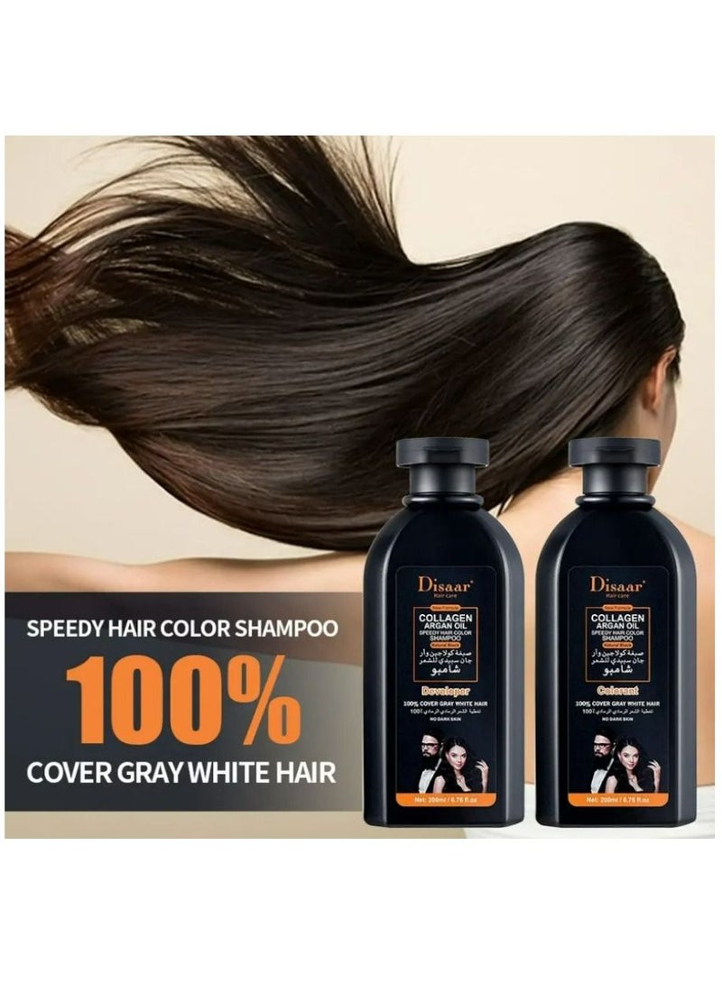 Disaar COLLAGEN ARGAN OIL SPEEDY HAIR COLOR SHAMPOO (Natural Black) 400ml - Image 2