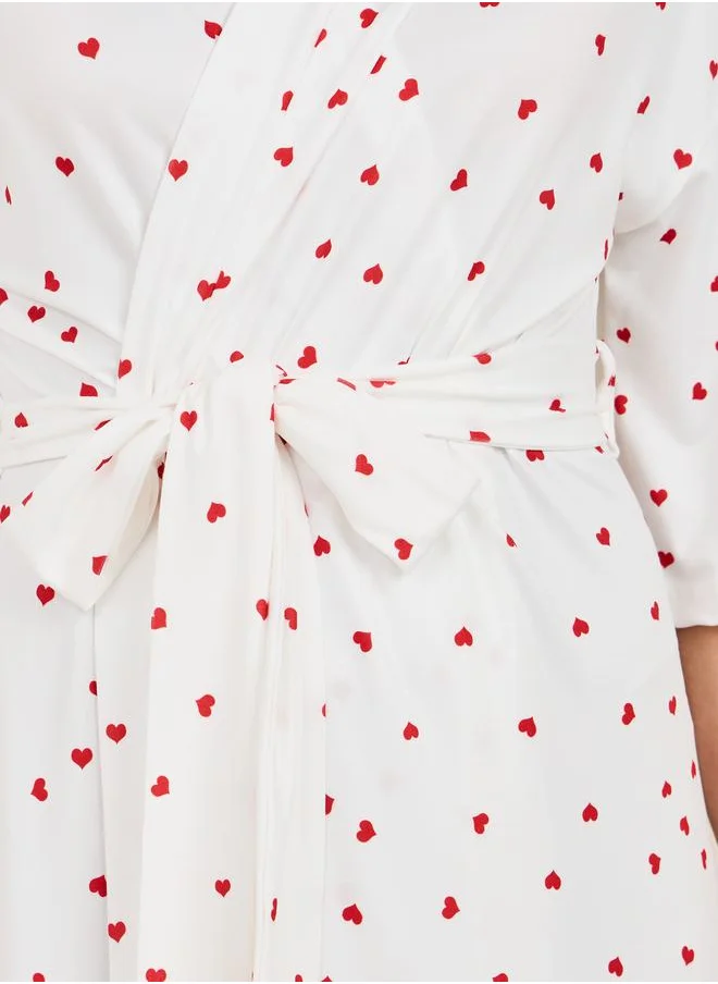 Styli Heart All Over Print Midi Robe