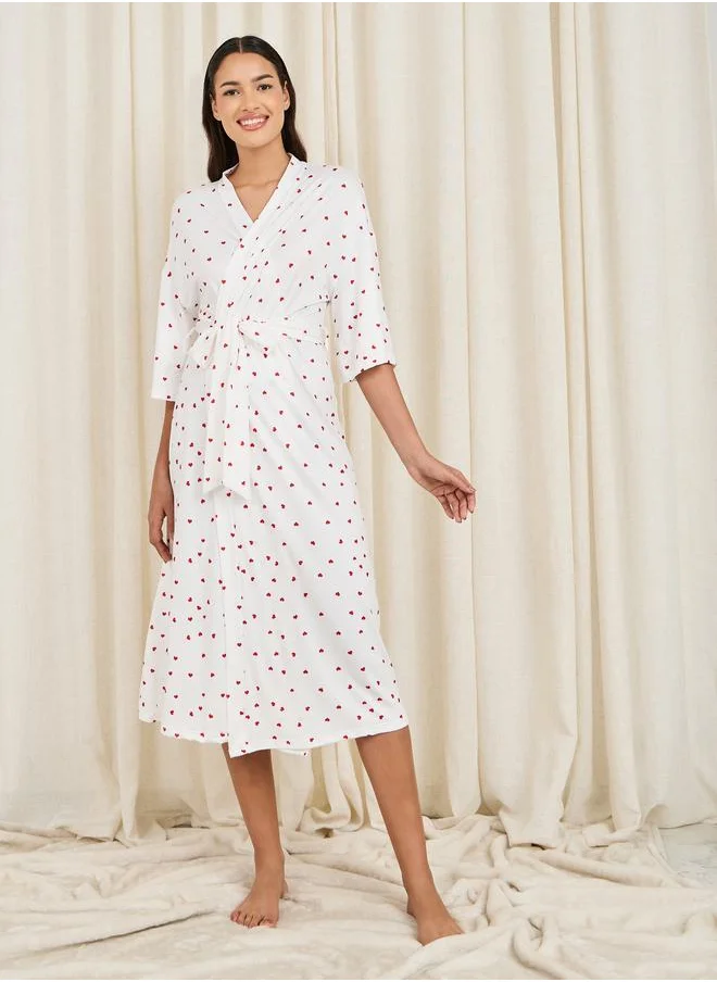 ستايلي Heart All Over Print Midi Robe