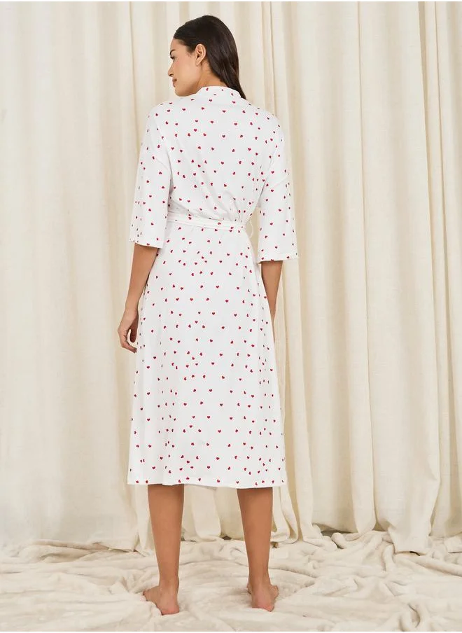 Styli Heart All Over Print Midi Robe