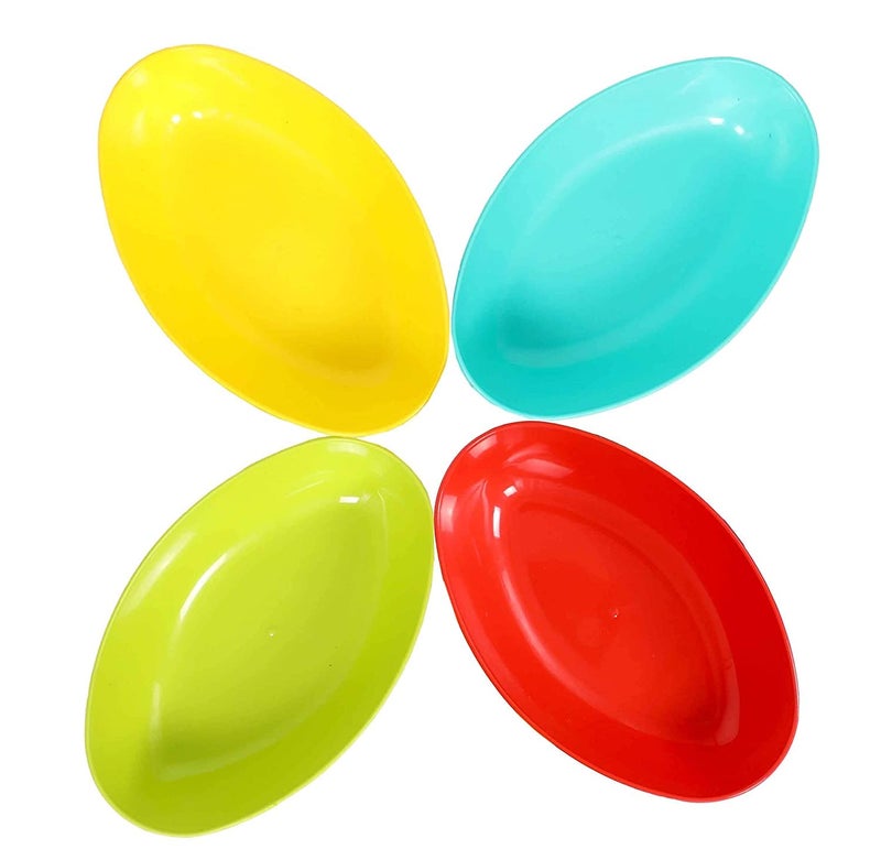 KIDINGTON Plastic Set of 4 Unbreakable Unique Shaped Colorful Microwave Safe Cooking Mixing and Serving Bowls Set for DessertCakeFoodSnacksDry Fruits Freezer Safe for Kitchen Eclipse 250 ml - Image 1