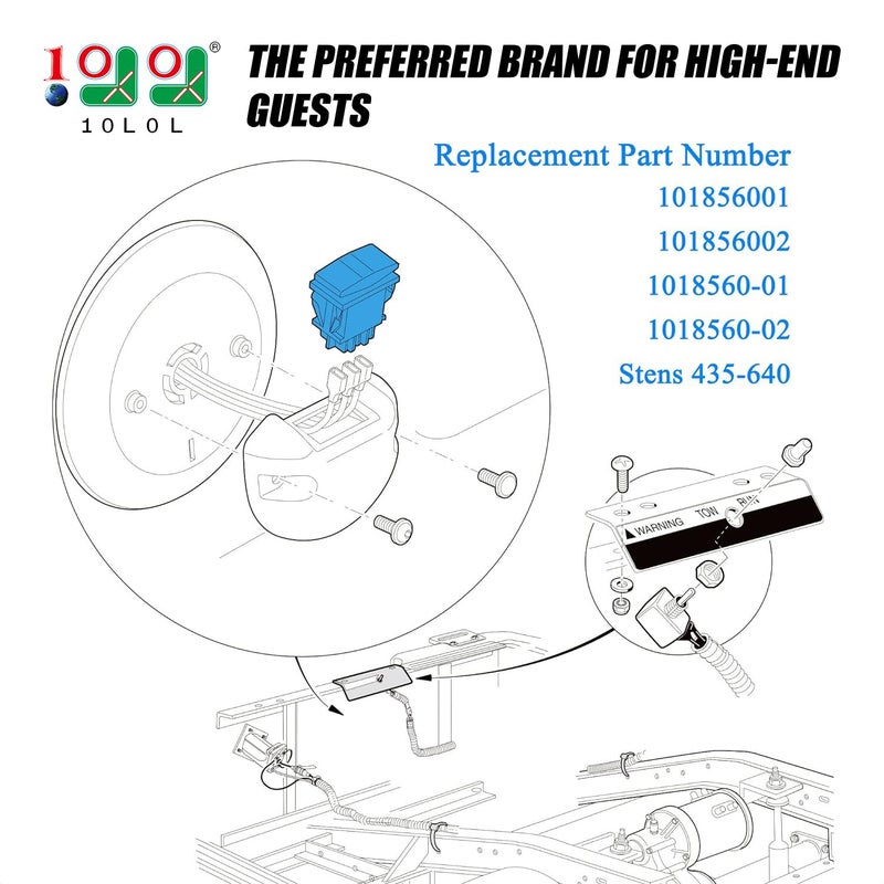 9.99WORLD MALL مفتاح التبديل للأمام والخلف FWD REV 48V لعربة الجولف الكهربائية منذ 1996 Club Car DS/Onward/Tempo/Precedent، قطعة غيار 101856001، 101856002 (مجموعة براغي بدون قاعدة) - Image 2
