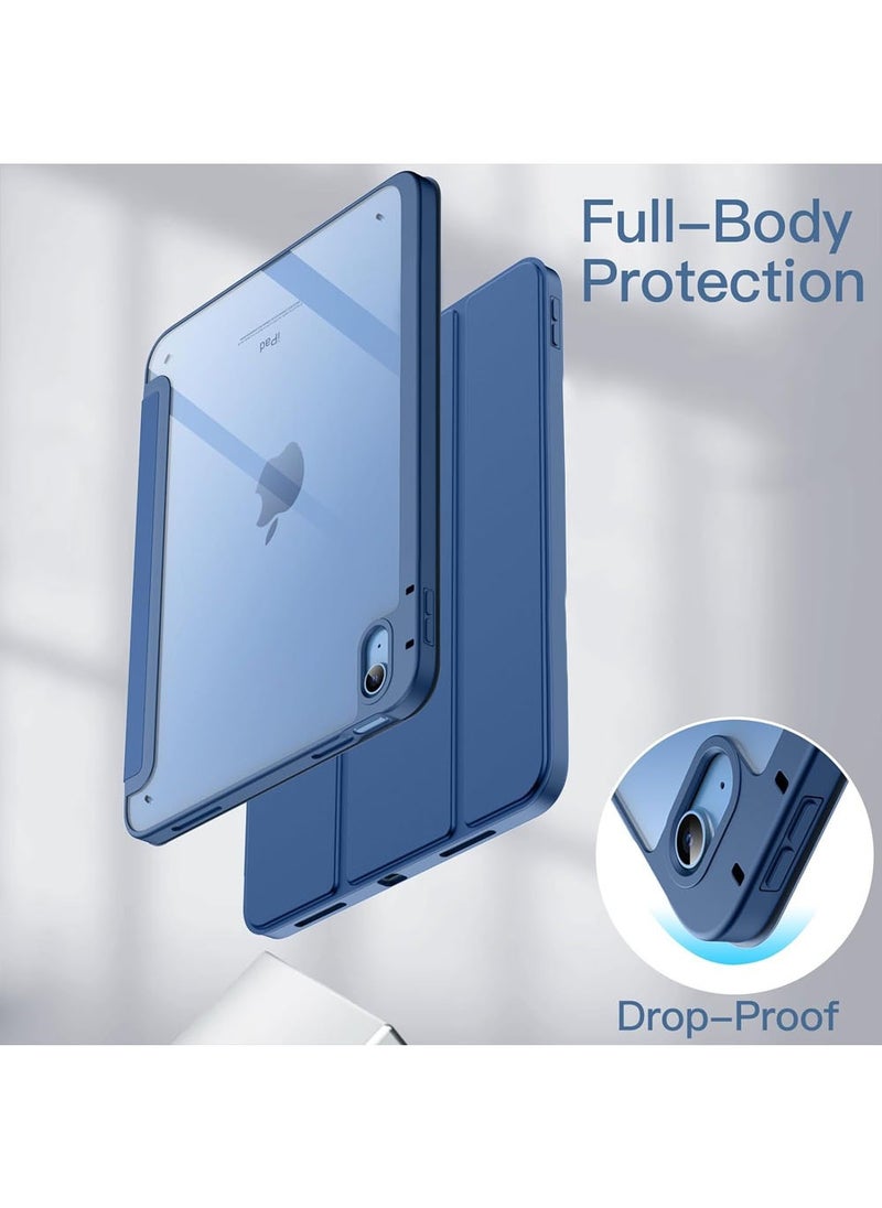 Generic Case for iPad 10th Generation 10.9 Inch 2022 Built-in Pencil Holder Flexible Back Cover, Trifold Stand, Auto Sleep Wake Rebound Series Clear / Blue  - Image 4