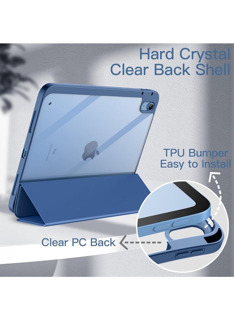 Generic Case for iPad 10th Generation 10.9 Inch 2022 Built-in Pencil Holder Flexible Back Cover, Trifold Stand, Auto Sleep Wake Rebound Series Clear / Blue  - Image 5