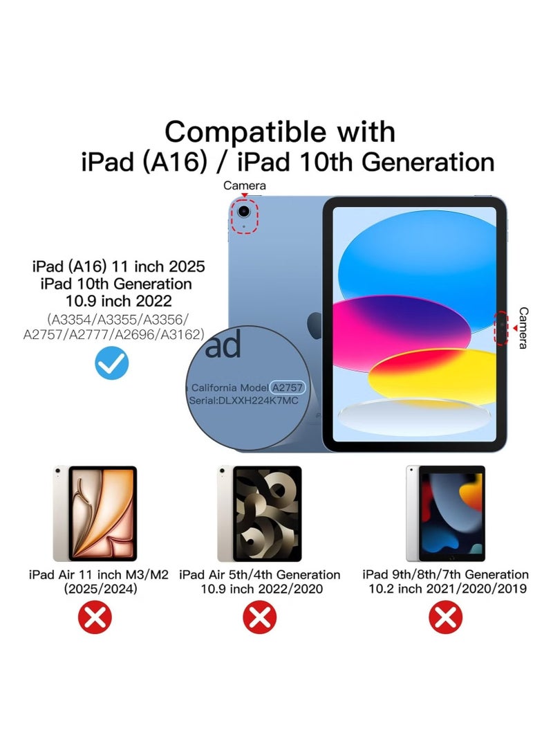 آرمور كفر ايباد الجيل العاشر  10.9 بوصة 2022 / ايباد الجيل الحادي عشر (A16) 11 بوصة 2025 مع حامل قلم ذكي ،غطاء ذكي رفيع بمسند اغلاق/تشغيل الشاشة تلقائي ، شفاف /  أزرق - Image 2