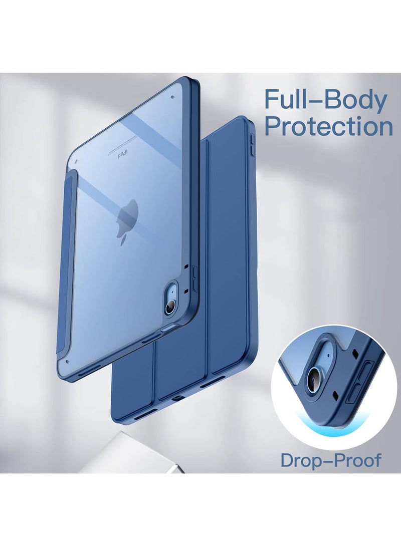 آرمور كفر ايباد الجيل العاشر  10.9 بوصة 2022 / ايباد الجيل الحادي عشر (A16) 11 بوصة 2025 مع حامل قلم ذكي ،غطاء ذكي رفيع بمسند اغلاق/تشغيل الشاشة تلقائي ، شفاف /  أزرق - Image 4