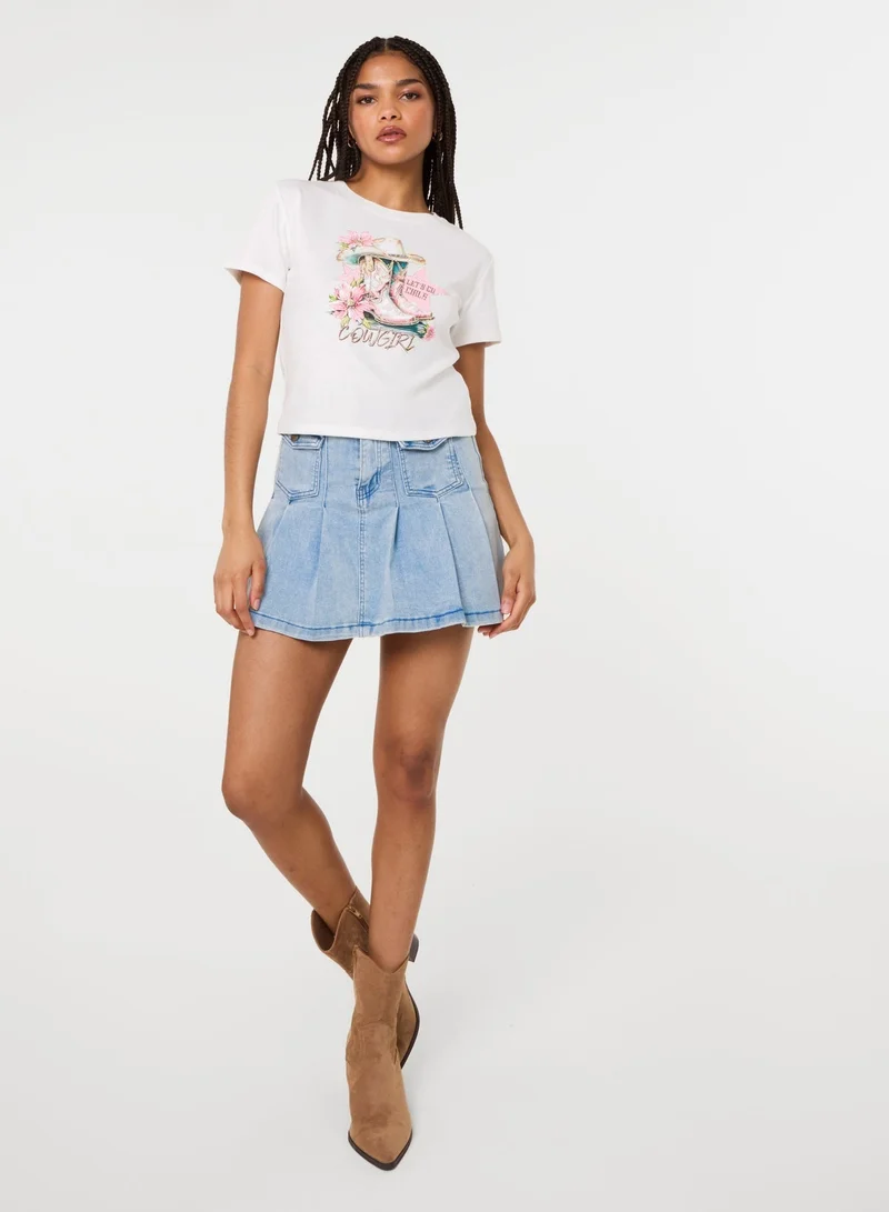 Pink Vanilla Cowboy Boot Embellished T-Shirt