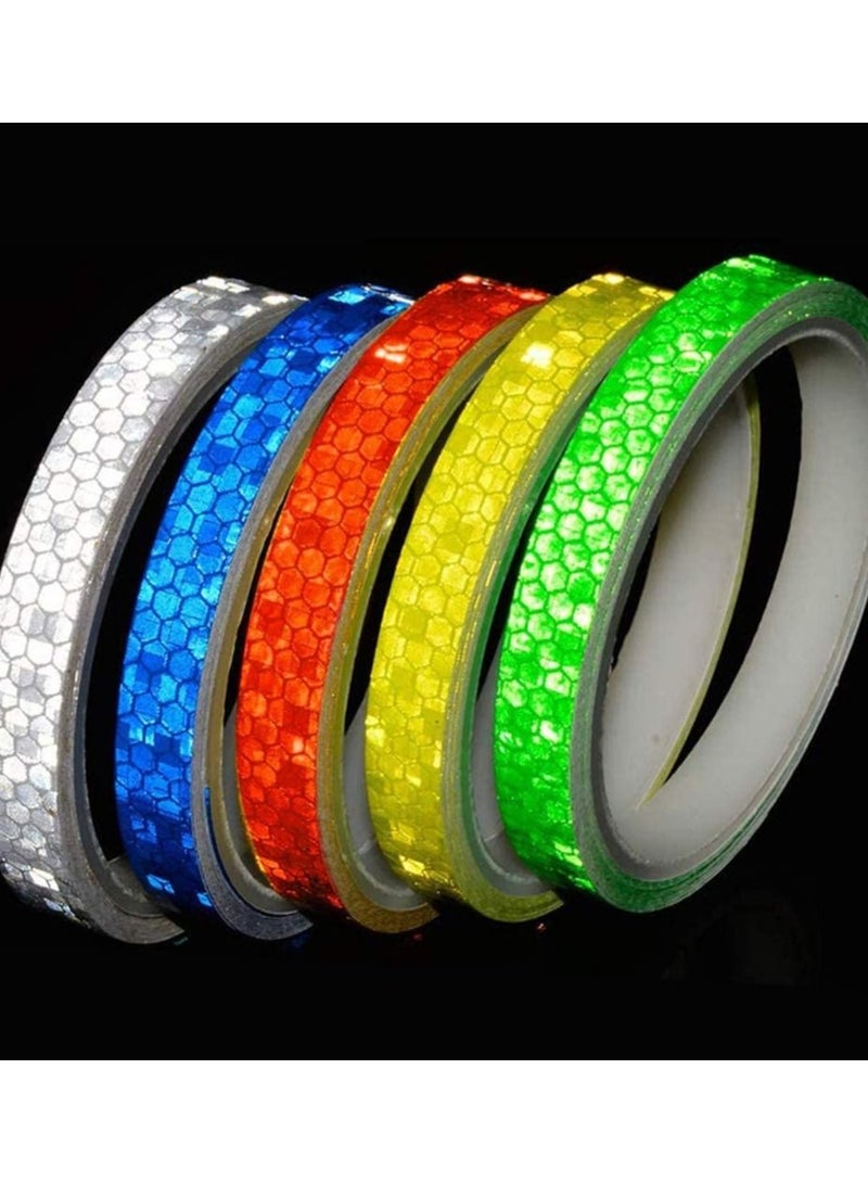Y&D Reflective Tapes 5 Colors, Safety Warning Stickers, Self-Adhesive DIY Rim Outdoor Lighting Sticker Waterproof Adhesive Tape Stripe, for Bike, Motorcycle, Car, Bicycle Decoration - Image 1