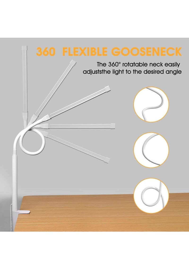 ميكسد مصباح مكتبي LED للمكتب المنزلي، مصباح مكتبي LED للمكتب المنزلي، مصباح مكتب، مصباح مكتب ذكي مزدوج الرأس، مصباح طاولة بمشبك كمبيوتر، مصباح مرن قابل للتعديل، 3 نماذج إضاءة، مصباح مهام - Image 2