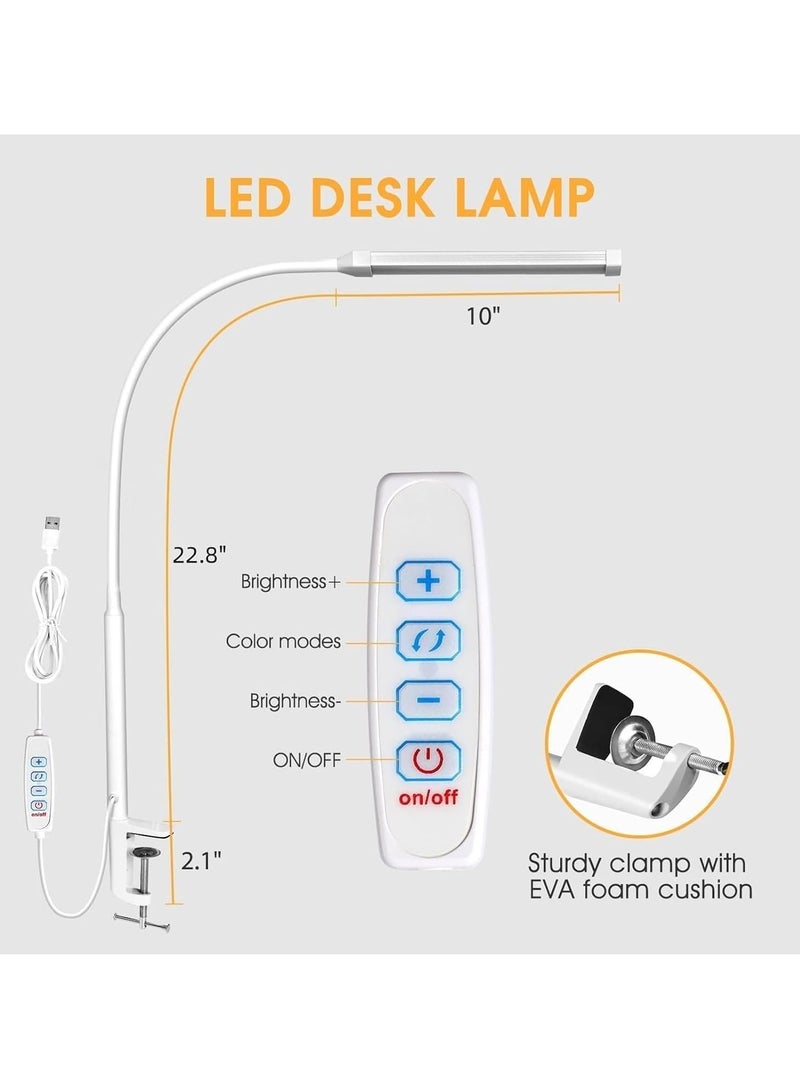 ميكسد مصباح مكتبي LED للمكتب المنزلي، مصباح مكتبي LED للمكتب المنزلي، مصباح مكتب، مصباح مكتب ذكي مزدوج الرأس، مصباح طاولة بمشبك كمبيوتر، مصباح مرن قابل للتعديل، 3 نماذج إضاءة، مصباح مهام - Image 3