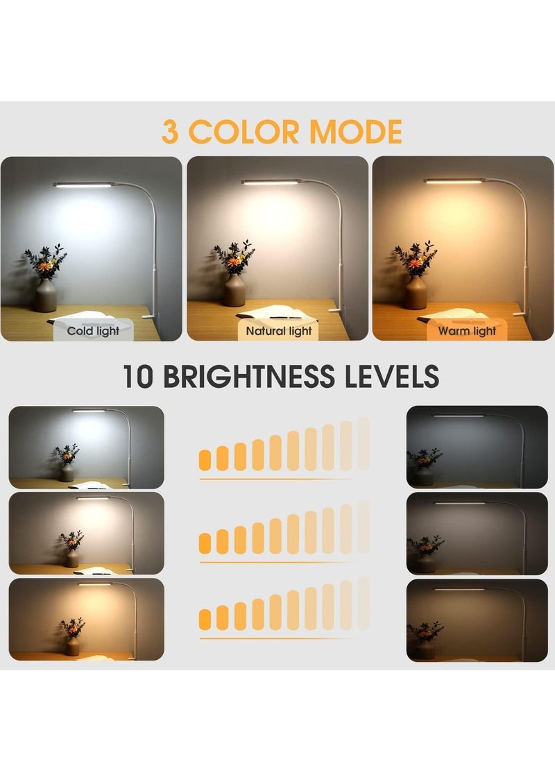 ميكسد مصباح مكتبي LED للمكتب المنزلي، مصباح مكتبي LED للمكتب المنزلي، مصباح مكتب، مصباح مكتب ذكي مزدوج الرأس، مصباح طاولة بمشبك كمبيوتر، مصباح مرن قابل للتعديل، 3 نماذج إضاءة، مصباح مهام - Image 4