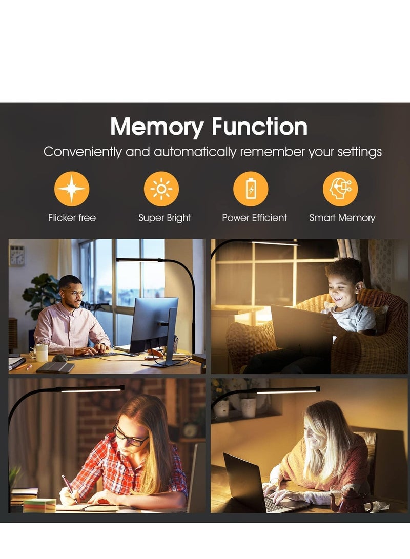 ميكسد مصباح مكتبي LED للمكتب المنزلي، مصباح مكتبي LED للمكتب المنزلي، مصباح مكتب، مصباح مكتب ذكي مزدوج الرأس، مصباح طاولة بمشبك كمبيوتر، مصباح مرن قابل للتعديل، 3 نماذج إضاءة، مصباح مهام - Image 5