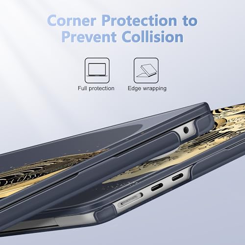May Chen for MacBook Air 15 inch Case M5 M4 M3 M2 2026 2024-2023, Model A3448 A3241 A3114 A2941, Closes Seamlessly Hard Shell Laptop Cover with Keyboard Cover, Black Sea Wave - Image 3