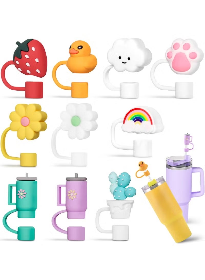 10pcs Straw Cover Cap For Stanley Cup 30&40 Oz, Tumbler Shape Straw Lids Silicone Straw Topper Straw Tips Cover Reusable Straw Plugs Soft Cute Straw Dispenser Tips For 8-10 MM Stanley Cups Straws - Image 1