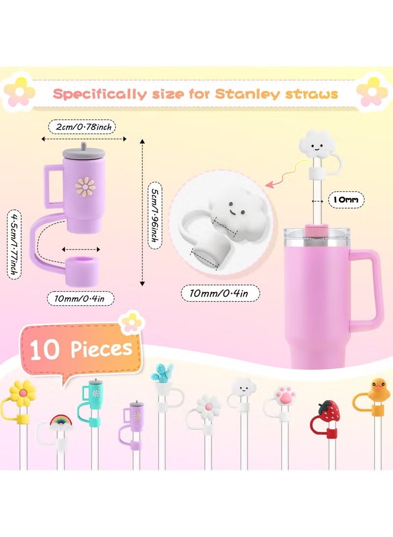 10pcs Straw Cover Cap For Stanley Cup 30&40 Oz, Tumbler Shape Straw Lids Silicone Straw Topper Straw Tips Cover Reusable Straw Plugs Soft Cute Straw Dispenser Tips For 8-10 MM Stanley Cups Straws - Image 2