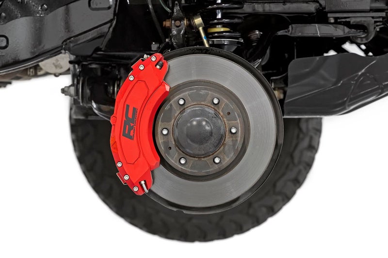 Rough Country Brake Caliper Covers for Chevy SilveradoGMC Sierra 2500HD3500HD 20112019 Red Corrosion Resistant Finish 6061T6 Aluminum Front Rear Brake Caliper Cover Set of 4