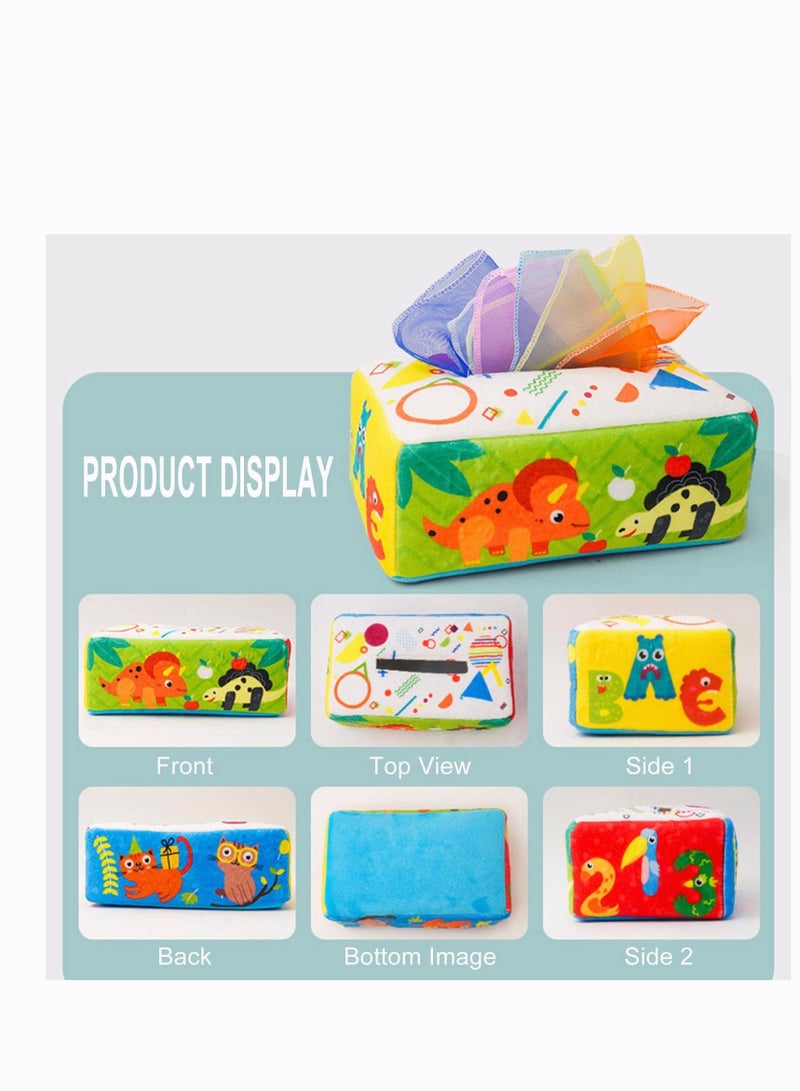 PYEBE Baby Tissue Box Toy Soft Stuffed Baby Sensory Montessori Toy Newborn Toy Baby Gifts for Toddler Infants Newborns and Kids - Image 2