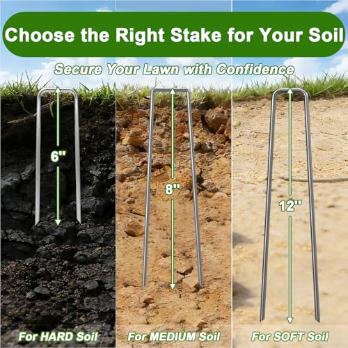 AAGUT 16 Pack Landscape Staples 6 Inch Garden Pins 11 Ga Galvanized Sod Landscaping Pins Heavy Duty Yard Lawn Tent Stakes for Weed Barrier Fabric, Inflatables, Artificial Turf, Irrigation Tubing Hose - Image 3