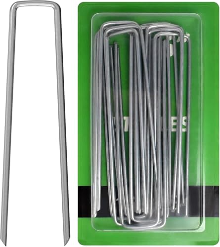 AAGUT 16 Pack Landscape Staples 6 Inch Garden Pins 11 Ga Galvanized Sod Landscaping Pins Heavy Duty Yard Lawn Tent Stakes for Weed Barrier Fabric, Inflatables, Artificial Turf, Irrigation Tubing Hose - Image 1