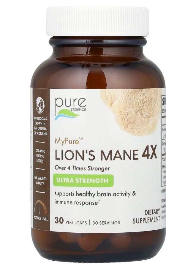 Pure Essence MyPure™ Lion's Mane 4X Ultra Strength 30 Vegi-Caps 