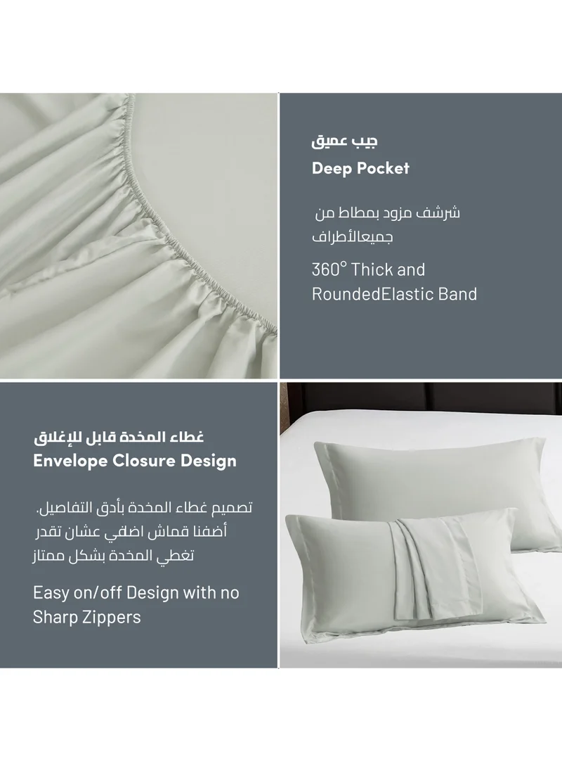 Donetella Bedding Fitted Sheet 3-Pcs King Size Solid Bed Sheet Set Fits(180x200CM) With Pillowcases And 35 CM Extra Deep Brushed Microfiber Bed Sheet,Mercury