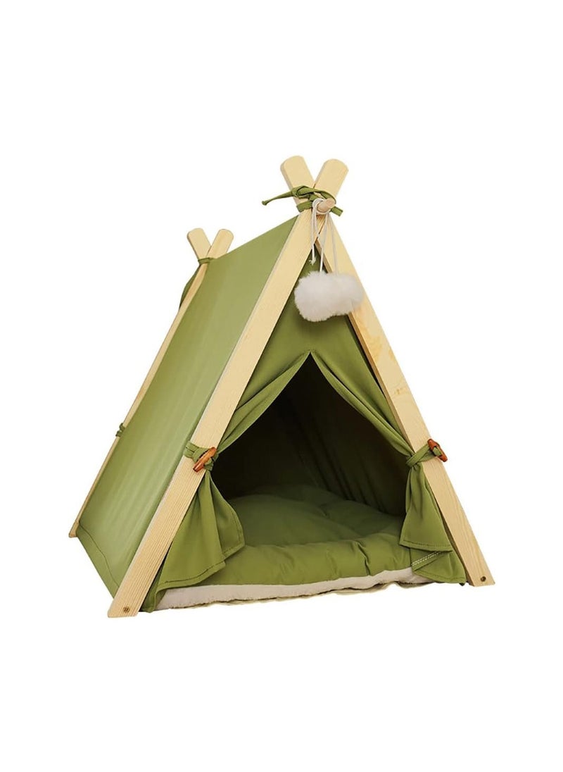 Cool Baby COOLBABY Pet Teepee Tent for Dogs Cats 24 Inch Portable Indoor Dog House with Thick Cushion Removable and Washable Canvas Solid Wood Tent Cat Litter Dog Bed  - Image 1