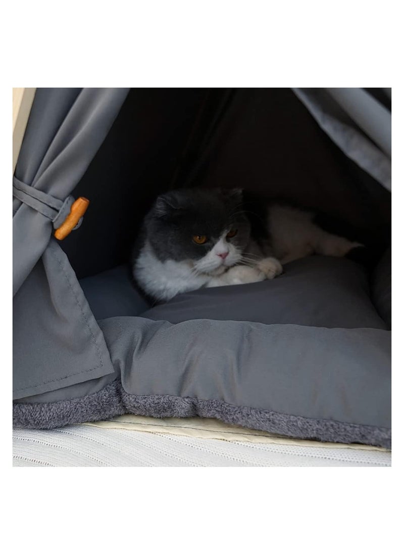 Cool Baby COOLBABY Pet Teepee Tent for Dogs Cats 24 Inch Portable Indoor Dog House with Thick Cushion Removable and Washable Canvas Solid Wood Tent Cat Litter Dog Bed  - Image 5