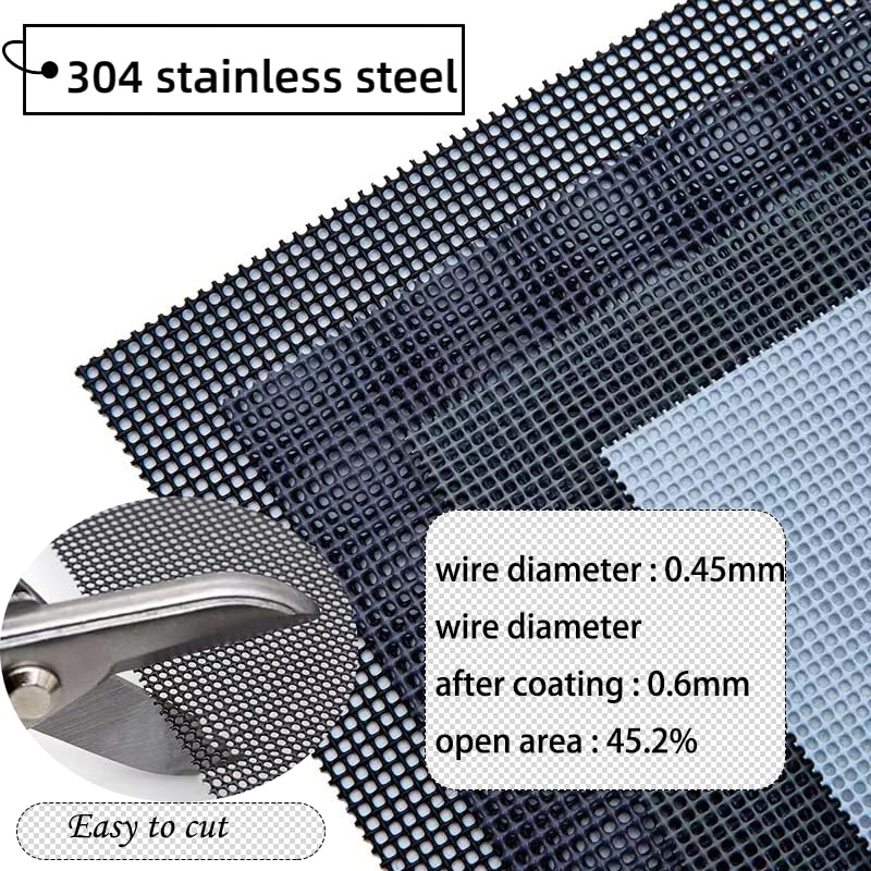 AWIORETON Stainless Steel Mesh Screen, 4 Pack 14 Mesh Hard 304 PVC Coated Stainless Steel Wire Screen for Vent, Cage, Cabinets, Security Guard, Garden (30 X 21CM) - Image 2