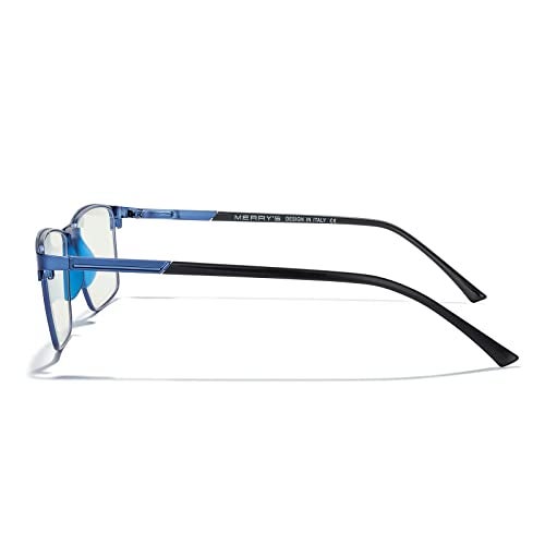 MERRY'S Fashion Blue Light Blocking Glasses - Reading Glasses Metal Frame Spring Hinge Readers for Men Eyeglasses (Blue-52MM, 1.75) - Image 3