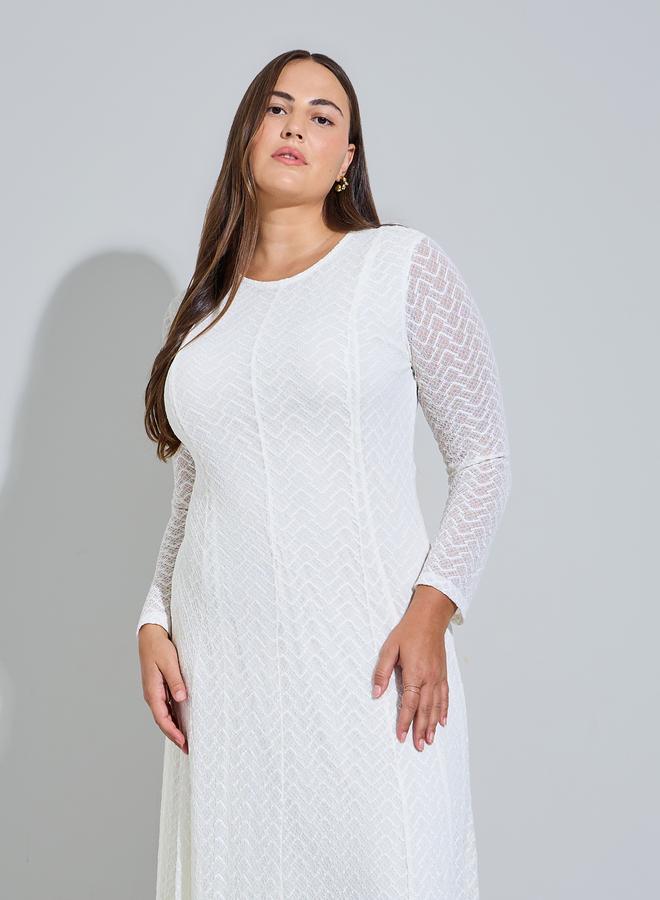 Styli Plus Size White Lace Insert A-Line Maxi Dress - Image 2