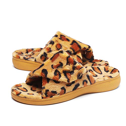 SOLLBEAM Women's Plantar Fasciitis Fuzzy House Orthopedic Adjustable Slippers With Arch Support Orthotic Heel Cup Sandals For Ladies - Image 1