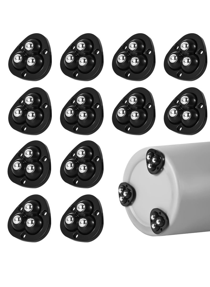 KASTWAVE 16 Pcs Mini Sticky Pulley, Self Adhesive Caster Wheels 360 Degree Rotation Swivel Wheels Roller Pulley Tiny Wheels for Toy Car Storage Box Shoe Racks Trash Can DIY, Black - Image 1