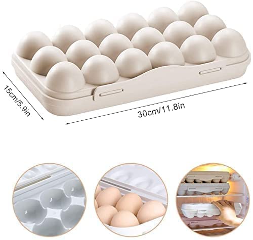 Vroxy Vroxy Single Layer 18 Grid Egg Storage Box for Refrigerator Storage Container Egg Tray Holder Multi Color  - Image 2