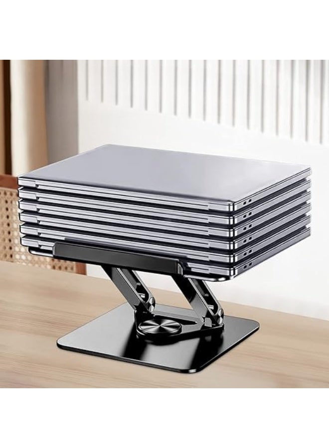 حامل لابتوب ألومنيوم قابل للتعديل – بقاعدة دوارة 360 درجة وتصميم مهوّى قابل للطي، مناسب للمكتب والمحمول، يناسب لابتوبات من 11 إلى 17.3 بوصة – أسود - Image 3