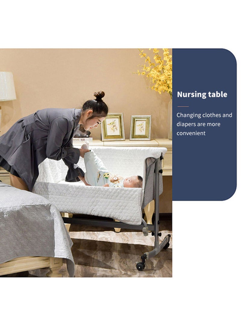 Kidle 3-In-1 Multifunctional Portable Movable Folding Crib Baby Bassinet Sleeping Basket For Newborn - Grey - Image 4
