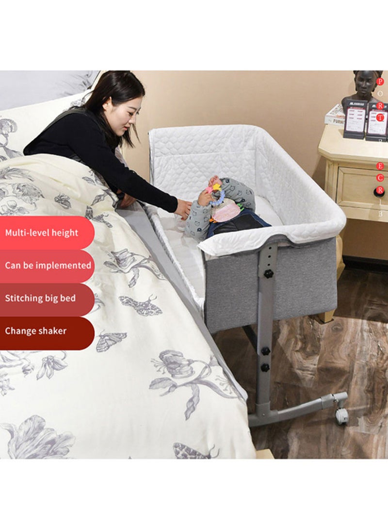 Kidle 3-In-1 Multifunctional Portable Movable Folding Crib Baby Bassinet Sleeping Basket For Newborn - Grey - Image 5