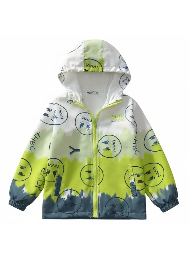 Lightweight Kids Rain Jacket – Waterproof Windbreaker with Hood, Stylish Printed Design for Rainy Days