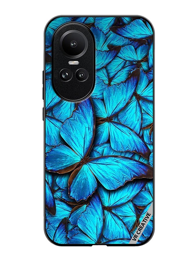 VR CREATIVE Protective Case Cover For Oppo Reno 10 Pro Blue Butterfly Design Multicolour - Image 1