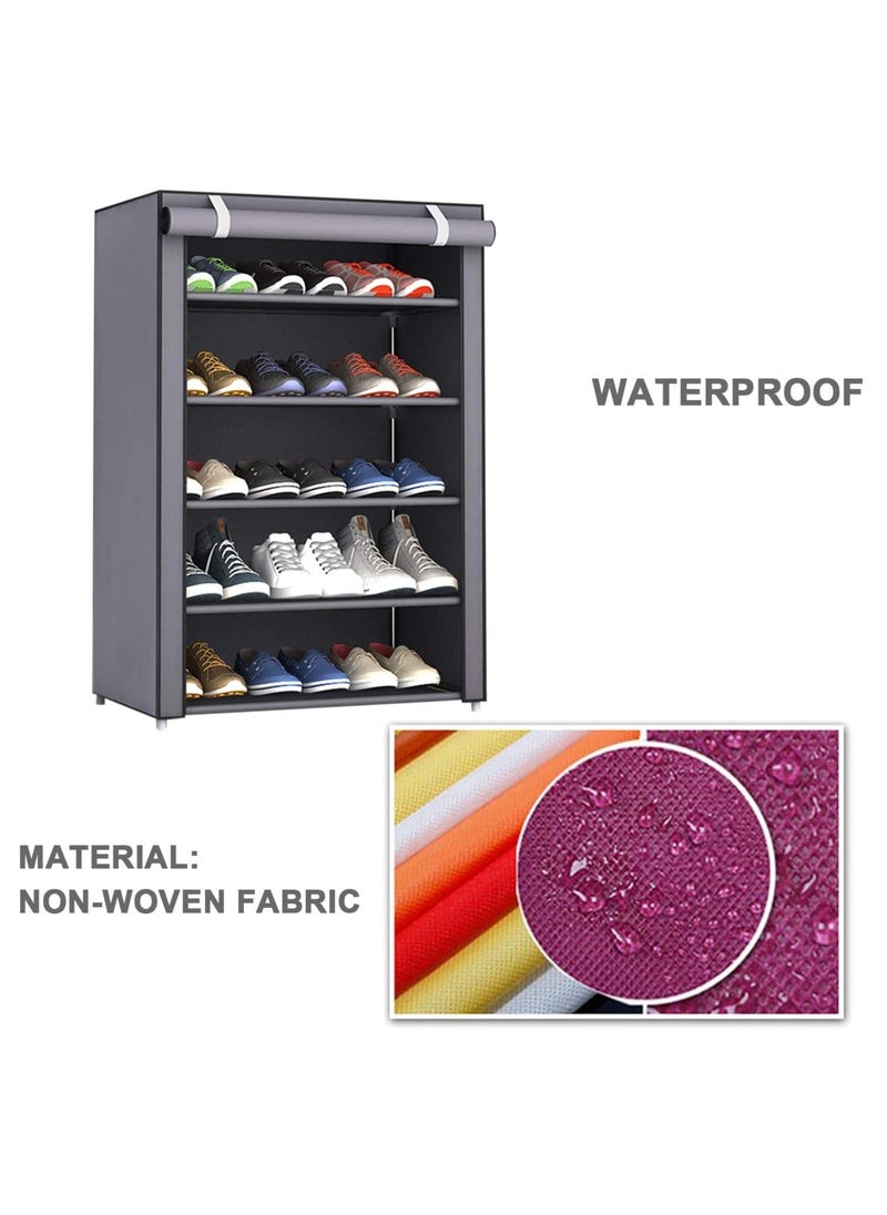 Eworld - 5 Layer Stylish Shoe Organizer Rack for Entryway Hallway Storage Furniture with 5 Open Shelves - Image 1