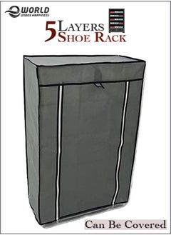 Eworld 5 Layer Stylish Shoe Organizer Rack for Entryway Hallway Storage Furniture with 5 Open Shelves  - Image 2