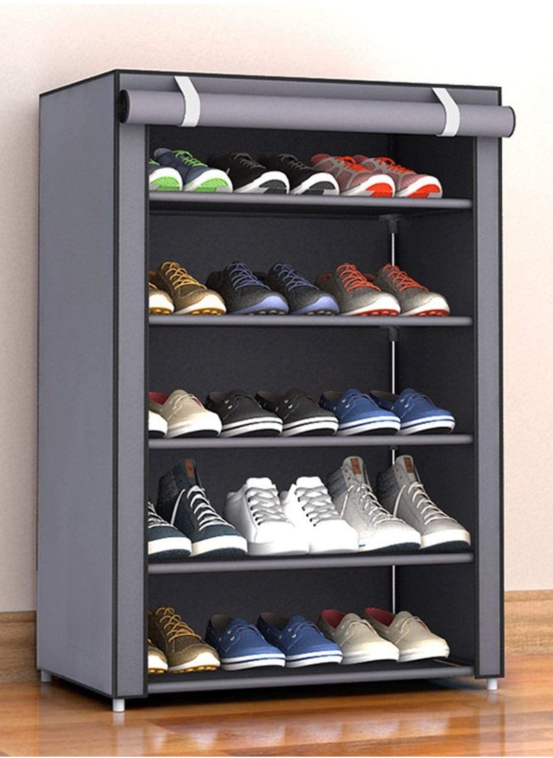 Eworld - 5 Layer Stylish Shoe Organizer Rack for Entryway Hallway Storage Furniture with 5 Open Shelves - Image 1