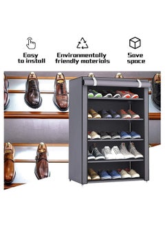 Eworld 5 Layer Stylish Shoe Organizer Rack for Entryway Hallway Storage Furniture with 5 Open Shelves  - Image 4