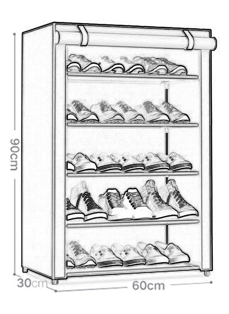 Eworld - 5 Layer Stylish Shoe Organizer Rack for Entryway Hallway Storage Furniture with 5 Open Shelves - Image 1