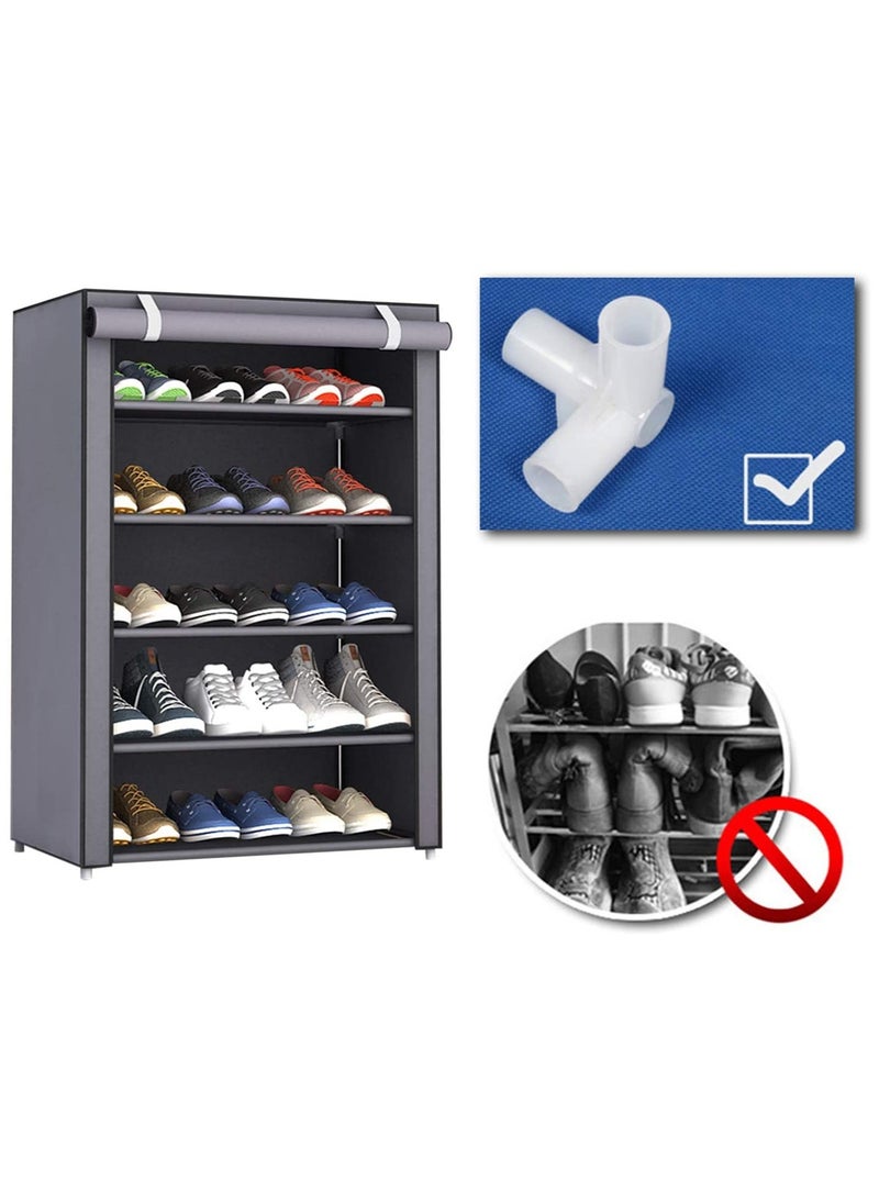Eworld - 5 Layer Stylish Shoe Organizer Rack for Entryway Hallway Storage Furniture with 5 Open Shelves - Image 1