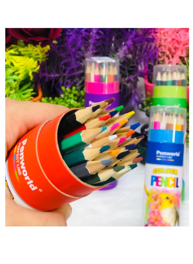 Penworld Perfect line Premium 36 Colors Hexagonal Colorled Pencil - No:PW-9901